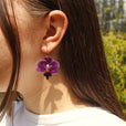 Pendientes orquídea morada con aro miniatura 1