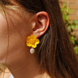 Pendientes flor amarilla miniatura 1