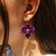 Pendientes orquídea morada con aro miniatura 2