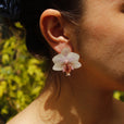 Pendientes orquídea blanca y rosa miniatura 2