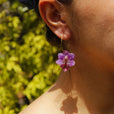 Pendientes orquídea morada aro fino miniatura 1