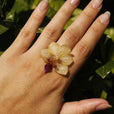 Anillo orquídea amarilla y morada miniatura 3