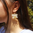 Pendientes orquídea blanca aro miniatura 1
