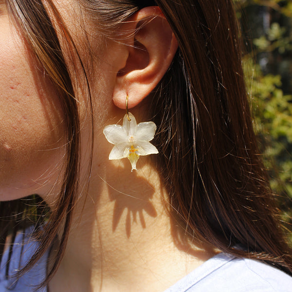 Pendientes orquídea blanca aro