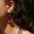 Pendientes orquídea morada aro fino miniatura 1