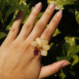 Anillo orquídea amarilla y morada miniatura 1