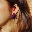 Pendientes orquídea morada pequeña miniatura 1
