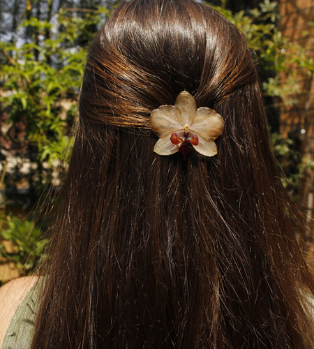 Pinza de orquídea centro granate