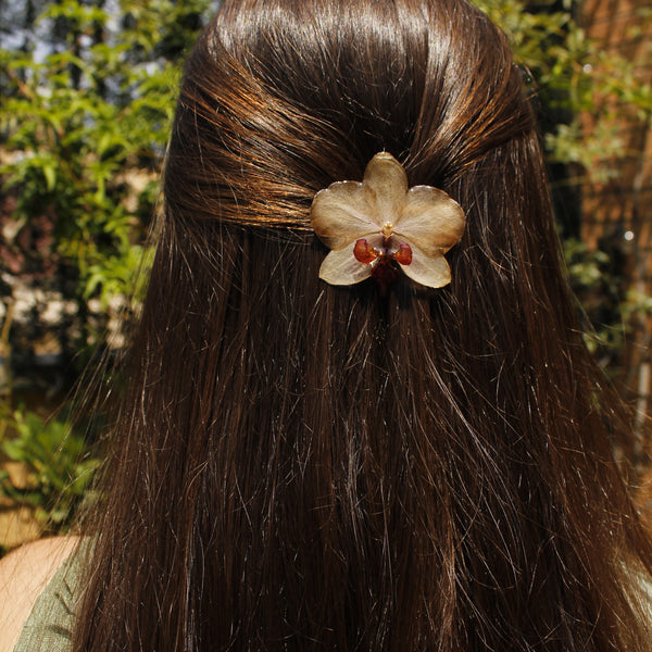 Pinza de orquídea centro granate