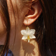 Pendientes orquídea blanca aro miniatura 3