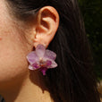 Pendientes orquídea lila pegados miniatura 3