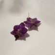 Pendientes orquídea morada pegados miniatura 2
