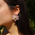 Pendientes orquídea rosa pastel pegados miniatura 1