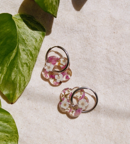 Aros lorea blanco y morado