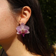 Pendientes orquídea lila pegados miniatura 1